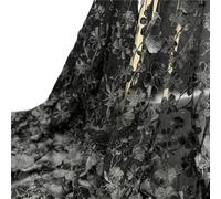 Tejidos de tul bordado con encaje, Wedding Dress Fabric 3D Applique Embroidered Mesh Polyester Multicolor For DIY(Black)