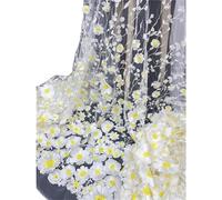 Tejidos de tul bordado con encaje, Wedding Dress Fabric 3D Applique Embroidered Mesh Polyester Multicolor For DIY(Apricot Khaki)