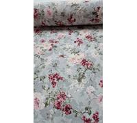 TEJIDOS FERRERO Loneta estampada Alua turquesa. 3 metros largo x 2.80 metros ancho. Floral