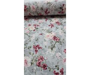 TEJIDOS FERRERO Loneta estampada Alua turquesa. 3 metros largo x 2.80 metros ancho. Floral