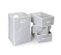 Tejón cesta plegable cesta y 3 cestas de mimbre, gris/blanco