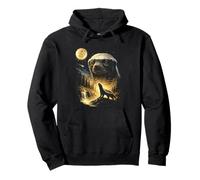 Tejón de Miel Aullando a la Luna Meme Funny 90s Honey Badger Sudadera con Capucha