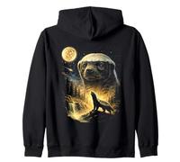 Tejón de Miel Aullando a la Luna Meme Funny 90s Honey Badger Sudadera con Capucha