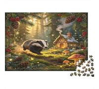Tejón del Bosque Puzzle de 1000 Piezas Papel para Adultos Cabaña de Cuento de Hadas Juego de Puzzle 1000 Piezas Relajante Hogar Regalo Nan