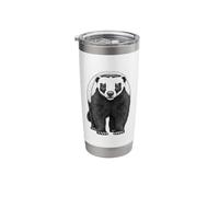 Tejón euroasiático Vida Silvestre Naturaleza Amante Realista Lápiz Arte Vaso térmico de acero inoxidable de doble pared