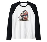 Tejón Genial con Hora del té para los fanáticos de la Temporada fría y los tejones Camiseta Manga Raglan