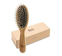 TEK - Cepillo Oval Grande de Madera de Fresno, Hecho a Mano en Italia, con Dientes Cortos, Universal Para Todo Tipo de Pelo - 22 x 6 cm