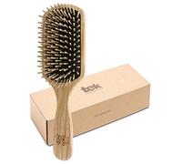 TEK - Cepillo Rectangular Grande de Madera de Fresno, Hecho a Mano en Italia, con Púa Corto, Para Pelo Medio, Largo y Liso - 22 x 6,5 cm