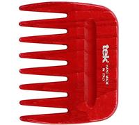 Tek Peine afro para el cabello de madera de fresno, color rojo - Hecho a mano en Italia