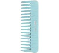 Tek peine pequeño en madera de fresno de dientes anchos, de color azul - Hecho a mano en Italia