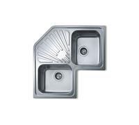 TEKA Fregadero de Dos Cubetas con Escurridor en Acero Inoxidable 18/10, Profundidad 190mm, Válvula Canasta 3 ½” + Sifón, Mueble 90cm, Modelo Angular 2C SF