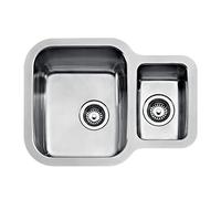 Teka BE 1½C 625 - Fregadero Bajo Encimera de 70 cm, Cubeta Grande y Auxiliar, Embellecedor de Rebosadero, Accesorios Fijación, Chapa de Gran Espesor, Color Acero Inoxidable