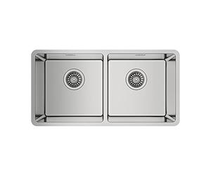 Teka BELINEA RS15 2C 860 Fregadero bajo, Encimera de 90 cm, Dos cubetas con SilentSmart, Acero inoxidable, 44 x 20 x 86 cm