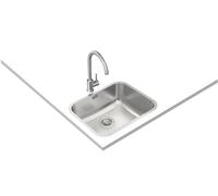 Teka BET 50.40 Plus - Pack de Fregadero de 1 Cubeta y Grifo UNI 9310 Triple Instalación Acero Inox