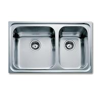 Teka Classic 2C 80 - Fregadero Encastrado de 80 cm, con 2 Cubetas, Chapa de Gran Espesor, Válvula Canasta + Sifón, Insonorización, Color Acero Inoxidable