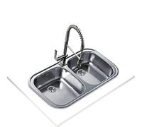 TEKA Fregadero Encastrado 2 Senos 80cm en Acero Inoxidable con Válvula Canasta - Cubetas de 36cm y Profundidad 17cm - Mueble de 80 cm - Stylo 2C