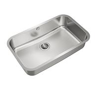 TEKA Fregadero Bajo Encimera 1 Cubeta en Acero Inoxidable 18/10, Profundidad 20cm, Válvula Canasta 3 ½”, Embellecedor de Rebosadero, Accesorios de Fijación, Para Mueble de 90cm, Modelo BE 74.43
