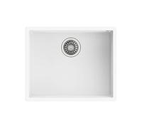TEKA Fregadero Bajo Encimera 1 Cubeta Granito, 50cm, Profundidad 20cm, Resistente a Impactos y Temperaturas, Acabado No Poroso, Desagüe con Válvula Canasta y Sifón, Square 50.40 TG