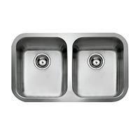 TEKA Fregadero Bajo Encimera 2 Cubetas en Acero Inoxidable - Profundidad 20cm - Válvula Canasta 3 ½” - Incluye Embellecedor de Rebosadero y Accesorios de Fijación - Mueble de 90cm - BE 2C 780