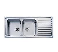 TEKA | Fregadero Classic Derecha y Encastrado de 80cm | 2 Cubetas y Escurridor | Acero Inoxidable | Válvula Canasta + Sifón | Gris | 44 x 20 x 44 cm