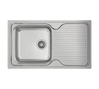 TEKA Fregadero de 50 cm, Encastrado y Reversible, 1 Cubeta y Escurridor, Chapa de Gran Espesor, Insonorización, Color Acero Inoxidable, Modelo Classic 1C 1E