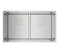 TEKA Fregadero de 80 cm, 2 Cubetas, Triple Posibilidad de Instalación, Desagüe Cuadrado, SilentSmart, Tapa Decorativa, Inox, FlexLinea RS15 2C 740