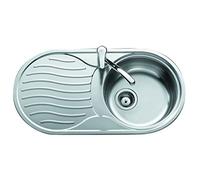 TEKA Fregadero de Cubeta y Escurridor en Acero Inoxidable 18/10, Válvula Canasta 3 ½”, Profundidad Cubeta 160 mm, Mueble 45 cm, Modelo DR 80 1C 1E