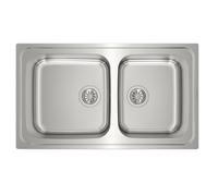 TEKA Fregadero Doble Encastrado Acero Inoxidable 18/10, Profundidad Cubetas 190mm, Válvula Canasta 3 ½” + Sifón, Para Mueble 90cm, Modelo Classic 2C 86 SF