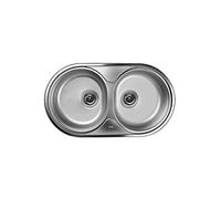 TEKA Fregadero Empotrado 2 Senos en Acero Inoxidable, Desagüe Manual 3½", Profundidad Cubetas 150mm, Mueble Bajo 80cm, No Incluye Válvula, Serie Sphera DR-78 2C