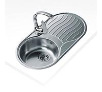 TEKA Fregadero Encastrado 1 Cubeta con Escurridor, Acero Inoxidable 18/10, Válvula Canasta 3 ½”, Profundidad Cubeta 160 mm, Mueble 45 cm, Modelo DR 80 1C 1E