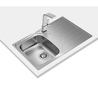 TEKA Fregadero Encastrado 1 Cubeta con Escurridor, Acero Inoxidable, Profundidad 170mm, Para Mueble 45cm, Desagüe Manual, Universe 45 T-XP 1C 1E