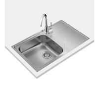 TEKA Fregadero Encastrado 1 Cubeta con Escurridor, Acero Inoxidable, Profundidad 175mm, Mueble 50cm, Desagüe Manual con Canasta y Sifón, Universe 50 T-XP 1C 1E Max