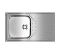 TEKA Fregadero Encastrado 1 Cubeta con Escurridor Derecha, Acero Inoxidable, Profundidad 190mm, Mueble 50cm, Desagüe Manual con Canasta 3½" y Sifón, Universe 50 T-XP 1C 1E Plus