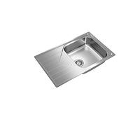 TEKA Fregadero Encastrado 1 Cubeta con Escurridor Izquierda, Acero Inoxidable, Profundidad 175mm, Mueble 50cm, Válvula Manual, Universe 50 T-XP 1C 1E Max