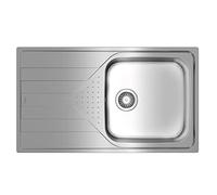 TEKA Fregadero Encastrado 1 Cubeta con Escurridor Izquierda en Acero Inoxidable, Profundidad Cubeta 190mm, Mueble 50cm, Desagüe Manual con Válvula Canasta y Sifón, Universe 50 T-XP 1C 1E Plus