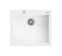 TEKA Fregadero Encastrado 1 Cubeta Granito, Cubeta 50x40 cm, Profundidad 20 cm, Válvula Automática con Sifón, Resistente a Impactos y Altas Temperaturas, ForSquare 50.40 TG