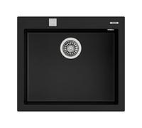 TEKA Fregadero Encastrado 1 Cubeta Granito, Profundidad 20 cm, Desagüe Automático con Válvula Canasta y Sifón, ForSquare 50.40 TG