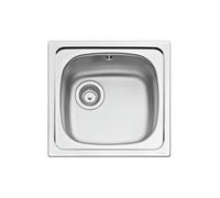 TEKA Fregadero Encastrado, Acero Inoxidable Pulido, una Cubeta, 45 cm | Acero Inoxidable Pulido Starbright, Profundidad de Cubeta 160 mm, Desagüe con Válvula Manual con Canasta 3½", E-50 1B