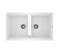 Teka Fregadero Tegranite Dos Cubetas con Válvula Canasta y Sifón, Serie Nova, Profundidad 200 Mm, Mueble 60 Cm, Modelo Nova 90 B-TG 2B