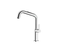 TEKA Grifo Cocina Monomando, Caño Alto Giratorio 360, Aireador Anticalcáreo, Sistema Easy Fix, Tubos Flexibles 3/8", Cromo, Modelo OVAL 914