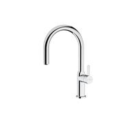 TEKA Grifo Cocina Monomando, Caño Alto Giratorio 360, Maneral Extraíble, Aireador Antical, Manguera Flexible, Acabado Cromado, Modelo OVAL 9381
