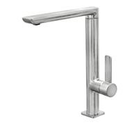 TEKA Grifo Cocina Monomando, Caño Alto Giratorio, Aireador Anticalcáreo, Acero Inoxidable, Tubos Flexibles 3/8", Minimalista FO 915