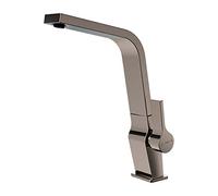 TEKA Grifo Cocina Monomando, Caño Alto Giratorio, Aireador Anticalcáreo, Superficie PVD, Latiguillos Flexibles 3/8” y 1/2”, Metallic Edition ICC 915 Titanium