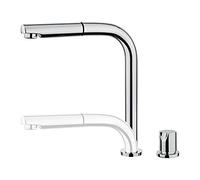 TEKA Grifo Cocina Monomando, Caño Bajo Retráctil, Maneral Extraíble, Giratorio, Aireador Anticalcáreo, Latiguillos Flexibles 3/8”, Cromo, Modelo AUK 983