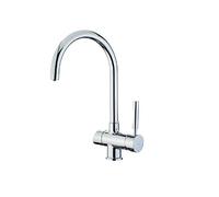 TEKA Grifo Cocina Monomando, Caño Giratorio, 2 Vías Independientes para Agua Filtrada y Corriente, Aireador Anticalcáreo, Latiguillos Flexibles de 3/8”, Acabado Cromado, Modelo OS 200
