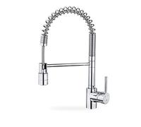 TEKA Grifo Cocina Monomando, Caño Giratorio Flexible Pescadera, Maneral Extraíble a 2 Chorros, Aireador Anticalcáreo, Latiguillos Flexibles de 3/8”, Modelo ARK 937