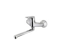 TEKA Grifo Cocina Monomando Mural, Caño Giratorio 200 mm, Aireador Anticalcáreo, Cartucho Cerámico, Reductores de Ruido, Cromo, Modelo MTP 025