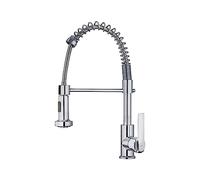 TEKA Grifo Cocina Monomando, Pescadera chef compacta Caño Alto Giratorio Profesional Maneral Extraíble 2 Chorros, Aireador Anticalcáreo, Latiguillos Flexibles 3/8”, Acero Inoxidable, IN 939