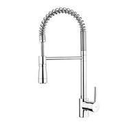 TEKA Grifo Cocina Monomando Profesional, Caño Alto Giratorio, Maneral Extraíble de 2 Chorros, Aireador Anticalcáreo, Flexible Acero Inoxidable, Modelo ARK 939