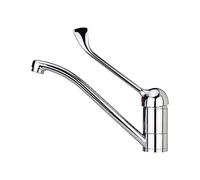 TEKA Grifo de Cocina Monomando, Caño Giratorio, Maneral Gerontológico, Aireador Anticalcáreo, Latiguillos Flexibles de 3/8”, Modelo MED 913